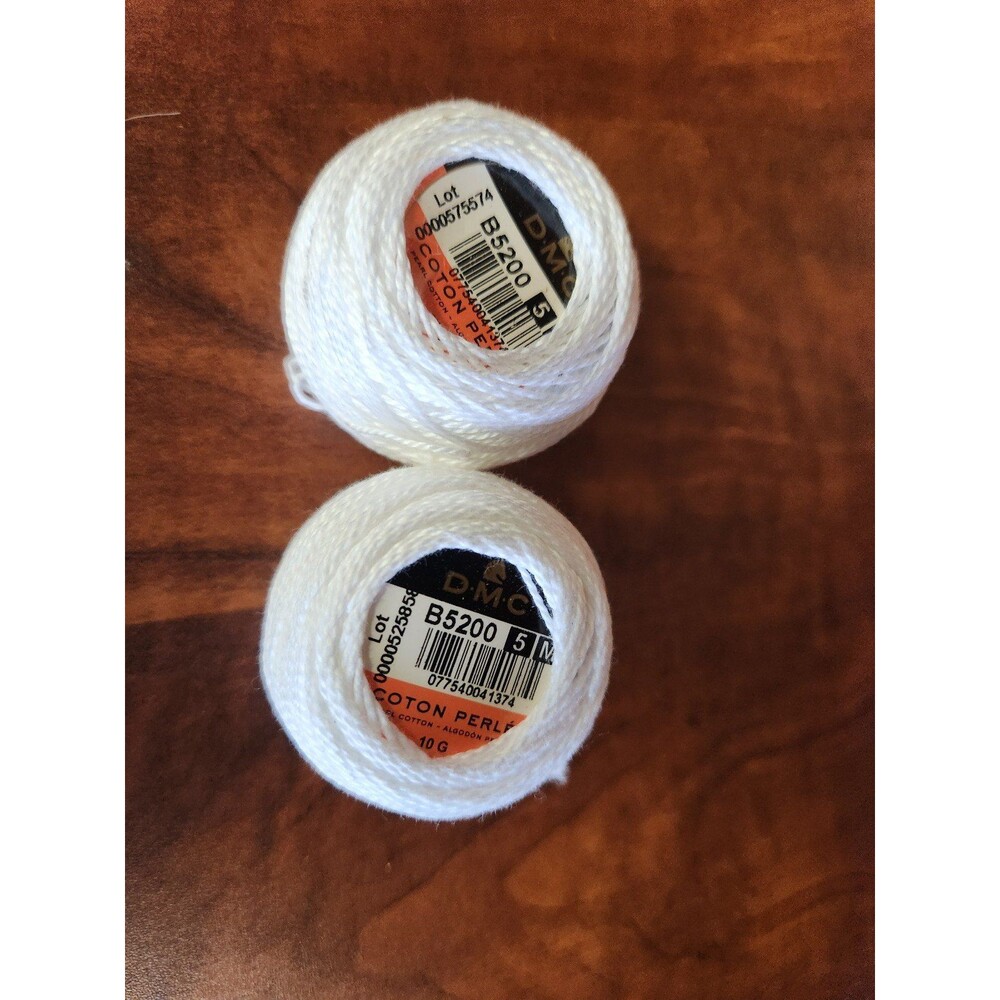 DMC Pearl Cotton Size 5 White Lot of 2